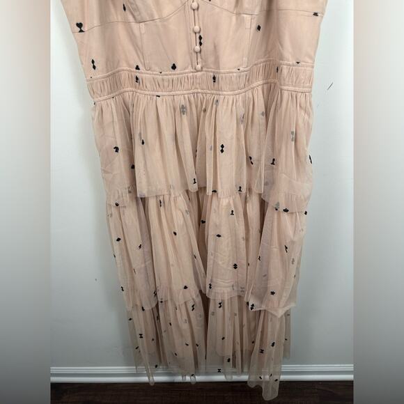 NWT Maeve Tiered Tulle Removable Straps Midi Dress Velvet Details Size 2X - Picture 4 of 13